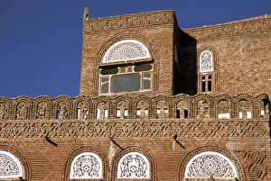 Pane Prints: Asia, Yemen, Sana a. Yemeni architecture detail