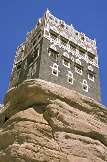 Drape Prints: Asia, Yemen, Wadi Dhar. Rock Palace, or Dar Al Harjar