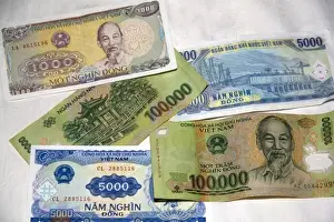 Currency Prints: Assorted Vietnamese dong currency in Ho Chi Minh City, Vietnam