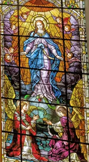 Miami Prints: Assumption Virgin Mary stained glass Gesu Church