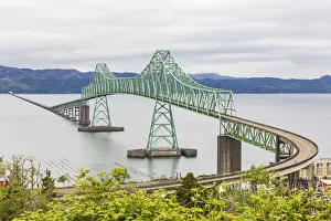 Astoria Prints: Astoria, Oregon, USA. The Astoria-Megler bridge across the Columbia River