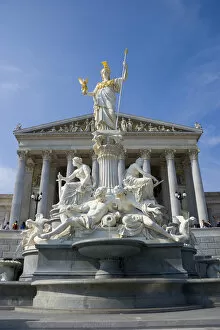 Images Dated 30th September 2006: The Athena Fountain in front of the Austrian Parliament, Vienna, Austria