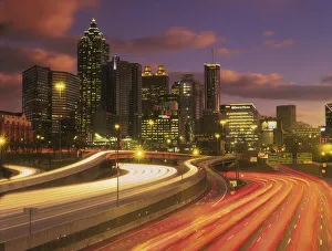 Traffic Prints: Atlanta, Georgia skyline at dusk
