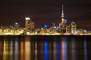 Auckland Central Business District, Skytower, and Waitemata Harbour, North Island, New Zealand