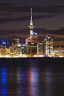 Auckland Central Business District, Skytower, and Waitemata Harbour, North Island, New Zealand