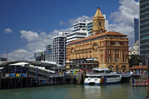 Ferry Prints: Auckland Ferry Terminal, and historic Ferry Building, Auckland waterfront, North Island