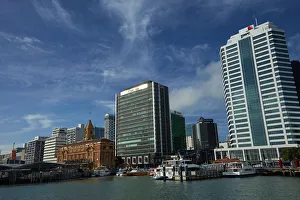 Australia Prints: Auckland Ferry Terminal, and historic Ferry Building, Auckland waterfront, North Island