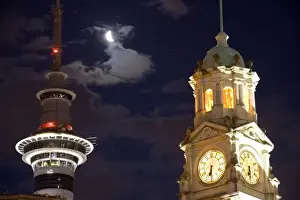 Exposure Prints: Auckland, New Zealand. An evening in downtown Auckland with the famous landmark; the skytower