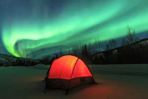 Northern Lights Prints: Aurora borealis, northern lights near Fairbanks, Alaska