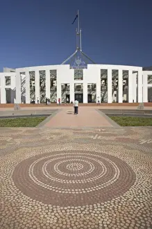 Mitchell Prints: Australia, ACT, Canberra, Mosaic Tile Artwork and Parliament House, Capital Hill