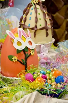 Candy Prints: Australia. Easter display of large decorated chocolate eggs and holiday candy