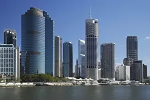 Images Dated 25th August 2008: Australia, Queensland, Brisbane, Skyscrapers and Brisbane River