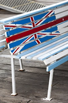 Images Dated 5th March 2014: Australia, South Australia, Fleurieu Peninsula, Goolwa, port bench with Australian