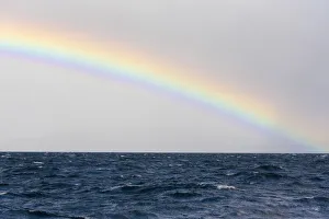 Australia Prints: Australia, Tasmania, Maria Island. Rainbow in Tasman Sea