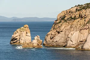 Maria Island Prints: Australia, Tasmania. View from Haunted Bay on Maria Island toward Tasman National Park