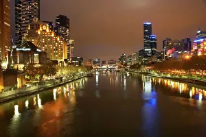 Dark Prints: Australia, Victoria, Melbourne, Twilight, Yarra River