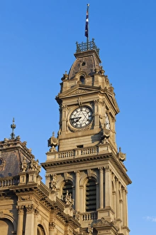 Town Hall Prints: Australia, Victoria, VIC, Bendigo, Town Hall tower, late afternoon