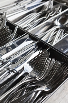 Images Dated 19th February 2014: Australia, Victoria, VIC, Yarra Valley, Healesville, cafe silverware