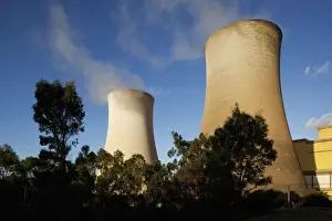 Images Dated 16th February 2009: Australia, Victoria, Yallourn, Steam rises from cooling towers at coal-fired Tru