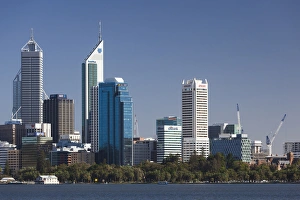 Images Dated 7th March 2014: Australia, Western Australia, Perth, city skyline from Swan River, morning