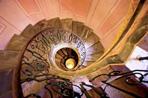 Beautiful Prints: Austria, Melk monastery, baroque spiral staircase down to the Church of the Abbey