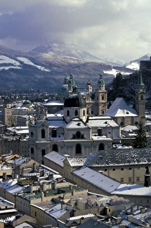 Salzburg Prints: Austria, Salzburg. City view and Dom Cathedral