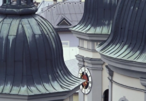 Salzburg Prints: Austria, Salzburg. Rooftop view of St. Erhard Church