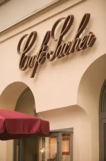 AUSTRIA-STYRIA (Stiermark)- GRAZ: Herrengasse- Pedestrian Zone Cafe Sacher Sign