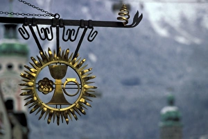 Innsbruck Prints: Austria, Tirol, Innsbruck. Hanging sign