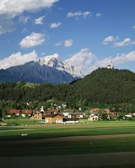 Images Dated 20th February 2013: Austria, Tyrol, Motz, View of Motz church with Locherboden mountains