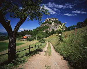 Track Prints: Austria, Tyrol, Reutte, View of dirt road through field