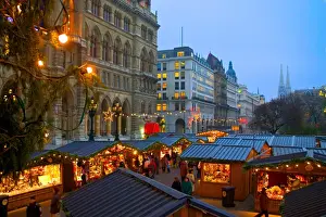 Vienna Prints: Austria, Vienna, Christmas Market on the Town Hall Square