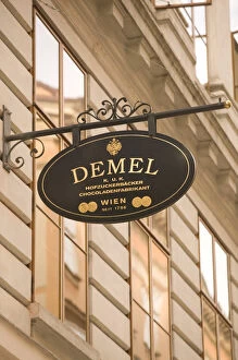 Images Dated 4th May 2004: AUSTRIA-Vienna: Demel Cafe Sign / Famous Viennese Cafe