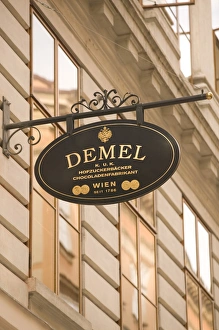 Images Dated 4th May 2004: AUSTRIA-Vienna: Demel Cafe Sign / Famous Viennese Cafe