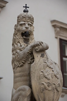 Austria, Vienna. Hofburg Palace, winter residence of the royal Hapsburgs. Lion & crown
