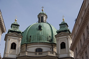 Austrian Prints: Austria, Vienna. St. Peters Church, 18th century Baroque. Daily mass has been
