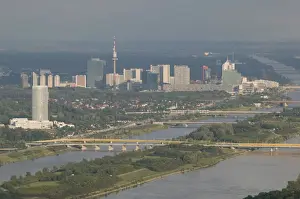 Vienna Prints: AUSTRIA-Vienna: UNO City & Danube River / Late Afternoon from Leopoldsberg