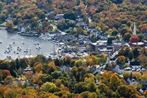 Images Dated 17th October 2015: Autumn, Camden Harbor, Camden, Maine, USA, from Mount Battie State Park