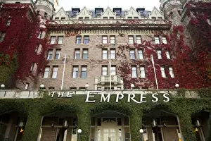 Empress Hotel Prints: Autumn-colored Ivy decorating the front of The Fairmont Empress Hotel, Inner Harbour