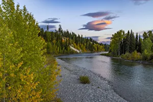 Autumn hues along the North Fork Flathead River in Glacier National Park, Montana, USA