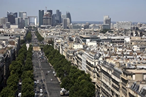Ave de la Grande Armee with the view of La Grande Arche and La Defense business district Ave de la Grande Armee with the view of La Grande Arche and La Defense business district