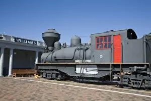 AZ, Arizona, Williams, home of the Grand Canyon Railway, vintage steam locomotive