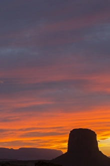 Arizona Prints: AZ, Monument Valley, Mitchell Butte; sunset