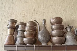 Bowl Prints: Azerbaijan, Lahic. A collection of engraved bowls and kettles