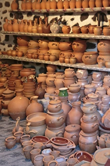 Ceramic Prints: Azerbaijan, Sheki. A collection of ceramic jars and pots