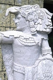 Hispanic Prints: Aztec Statue of warrior in Puerto Vallarta Mexico