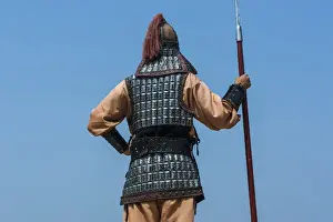 Helmet Prints: Backside of traditional dressed guard at Gongsanseong castle