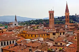 Italy Prints: Badia Florentina Bargello Palace Basilica of Santa Croce Terra Cotta Rooftops