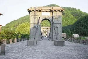 Inti St Clair Prints: Bagni di Lucca, Tuscany, Italy - An arch acting as an entrance to an old bridge