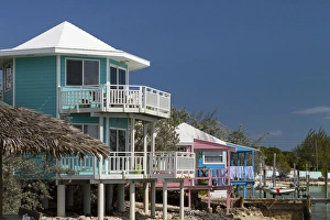 Rental Prints: Bahamas, Exuma Island. Rental houses on cay